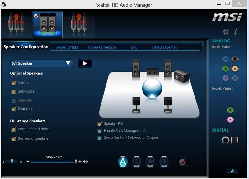 msi realtek audio manager